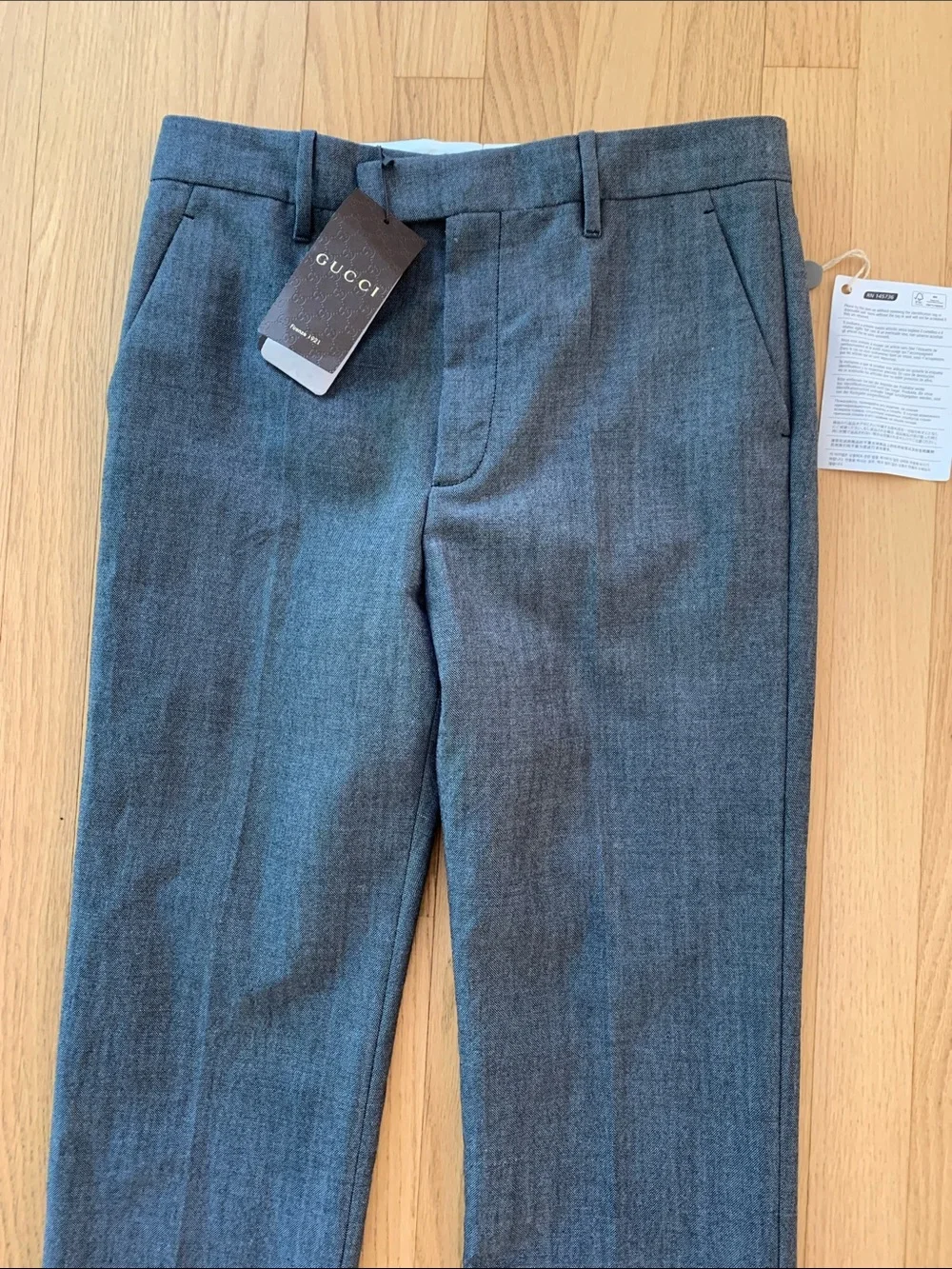 Gucci Men’s Wool Mohair Blend Straight Leg Dress Pants Two Tone Grey Melange 38